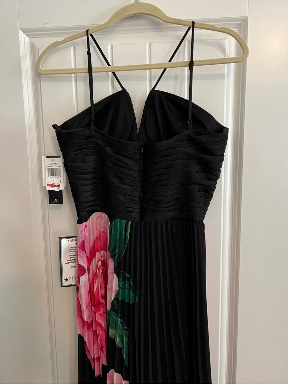 Xscape Black Maxi Dress with Large Pink Rose Print - Picture 6 of 12